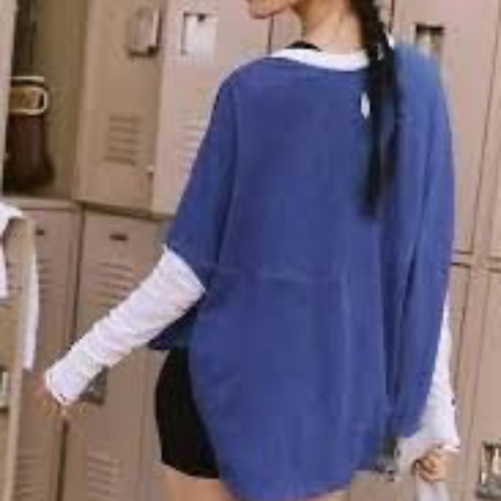Free People Full Circle Layer Tee, blue, Large